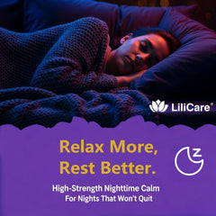 LILICARE Melatonin gummies close-up texture suggests soft, chewable consistency.