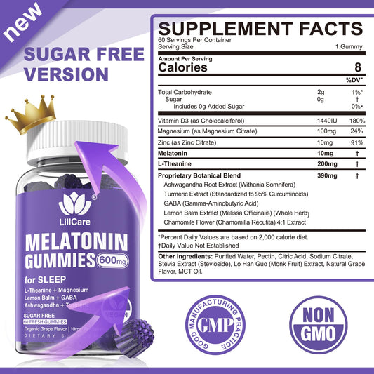 LILICARE Melatonin gummies two-per-serving option for higher nightly dose.