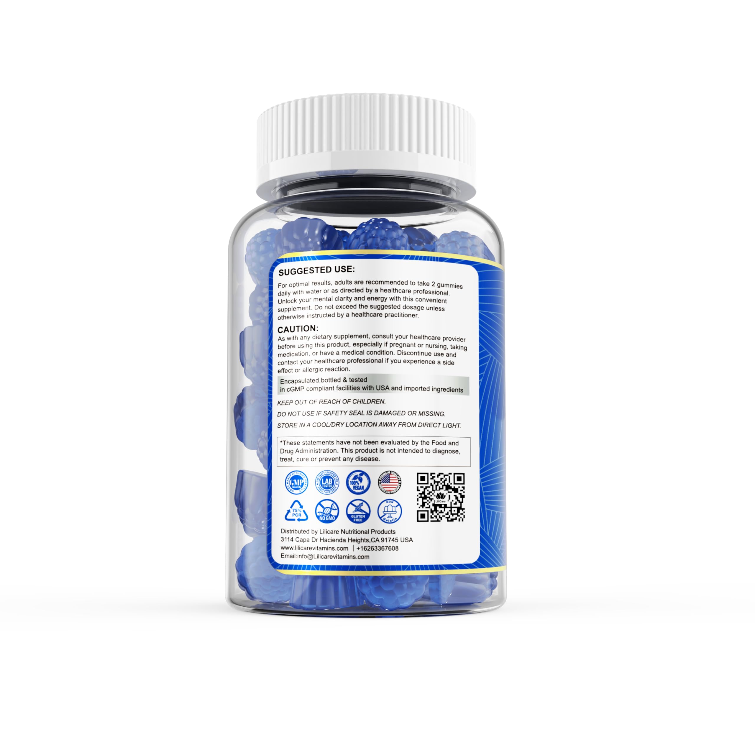 Gummy texture close-up from LILICARE Methylene Blue Gummies.
