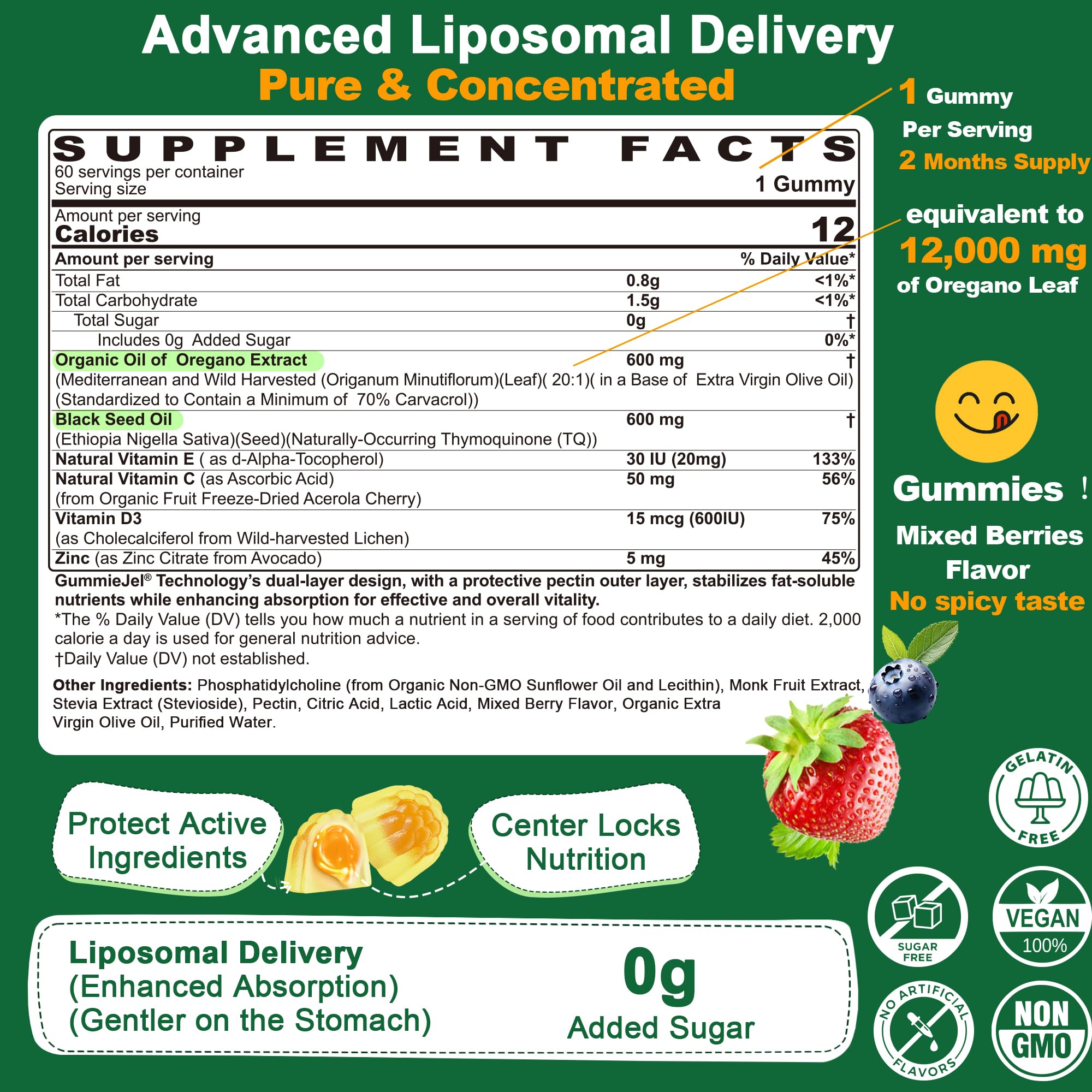 LILICARE oil of oregano gummies serving plate illustrating convenient daily immune-friendly routine.
