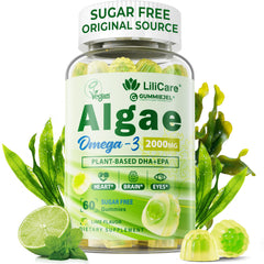 LILICARE Omega-3 gummies in algae oil bottle offer clean flavor and high absorption.