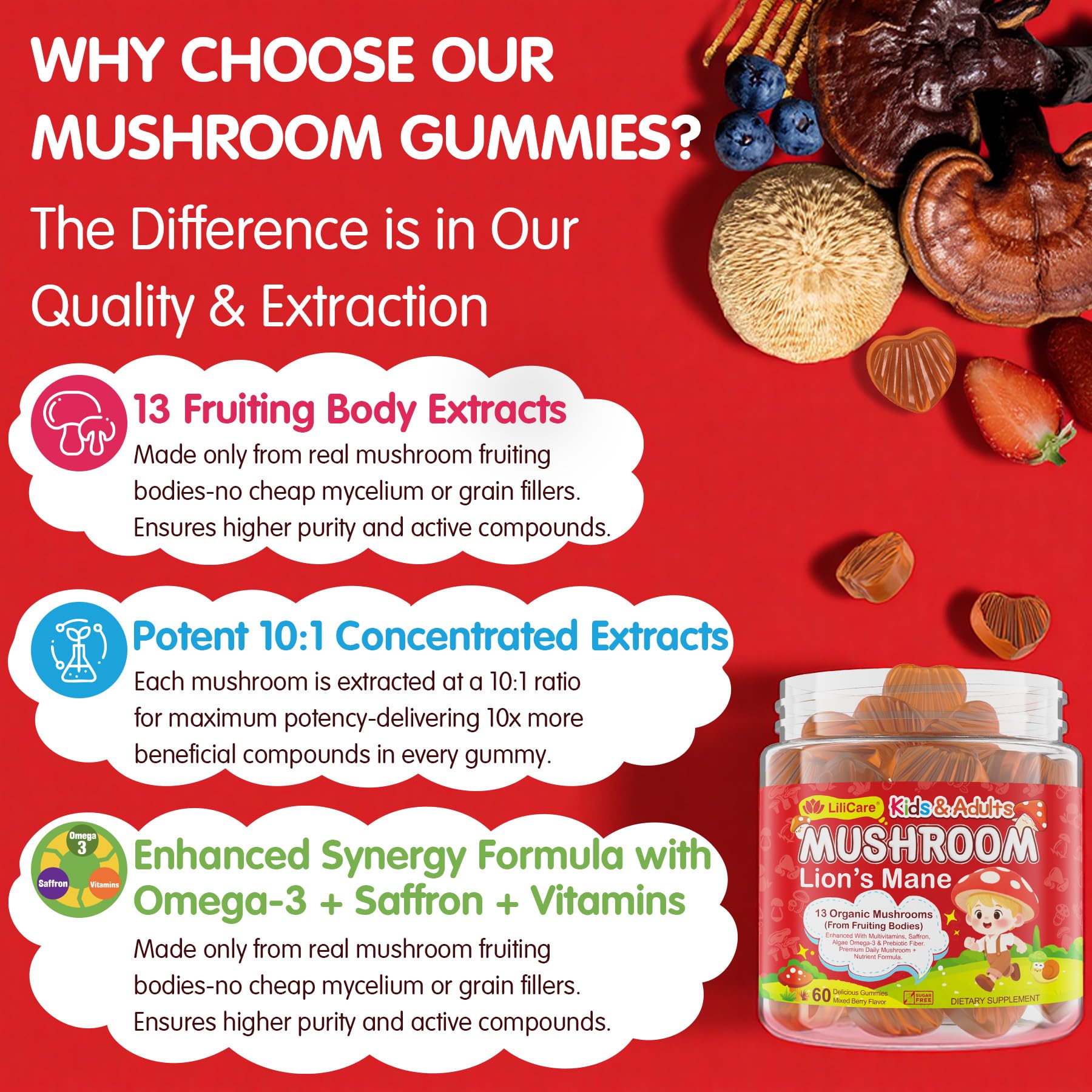 LILICARE prebiotic fiber gummies visual suggests digestive health-friendly nutrition