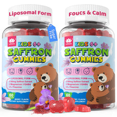 LILICARE Saffron Kids Gummies packaging front shows berry flavor for daily mood support