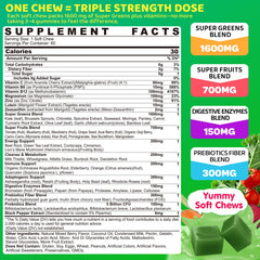 LILICARE Super Greens Soft Chews pack front highlighting convenient greens support.