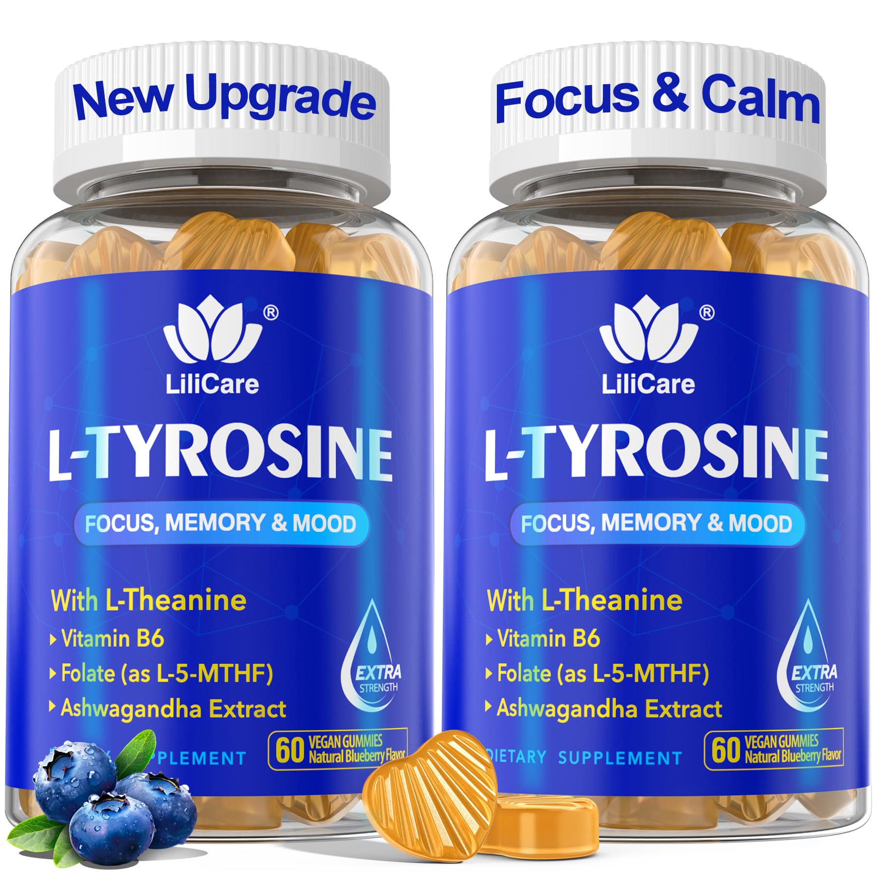LILICARE Tyrosine Calm & Focus gummies bottle for daily calm focus