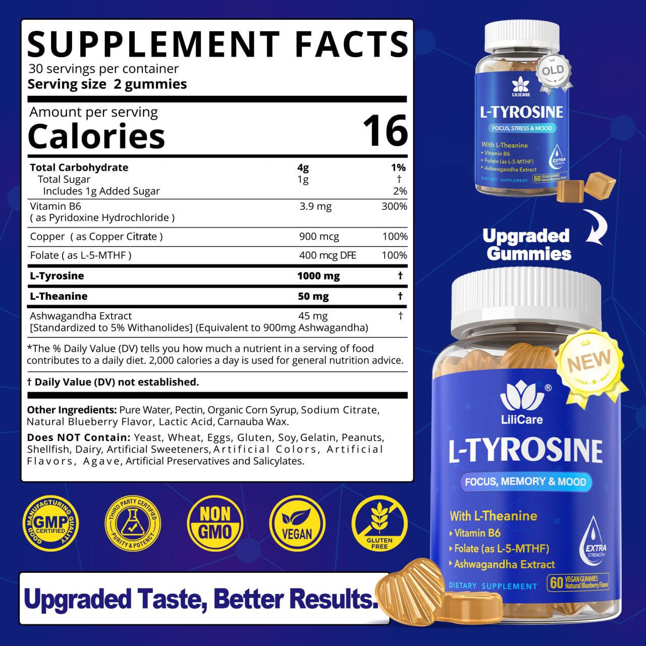 LILICARE Tyrosine gummies close-up on the jar front