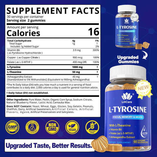 LILICARE Tyrosine gummies close-up on the jar front
