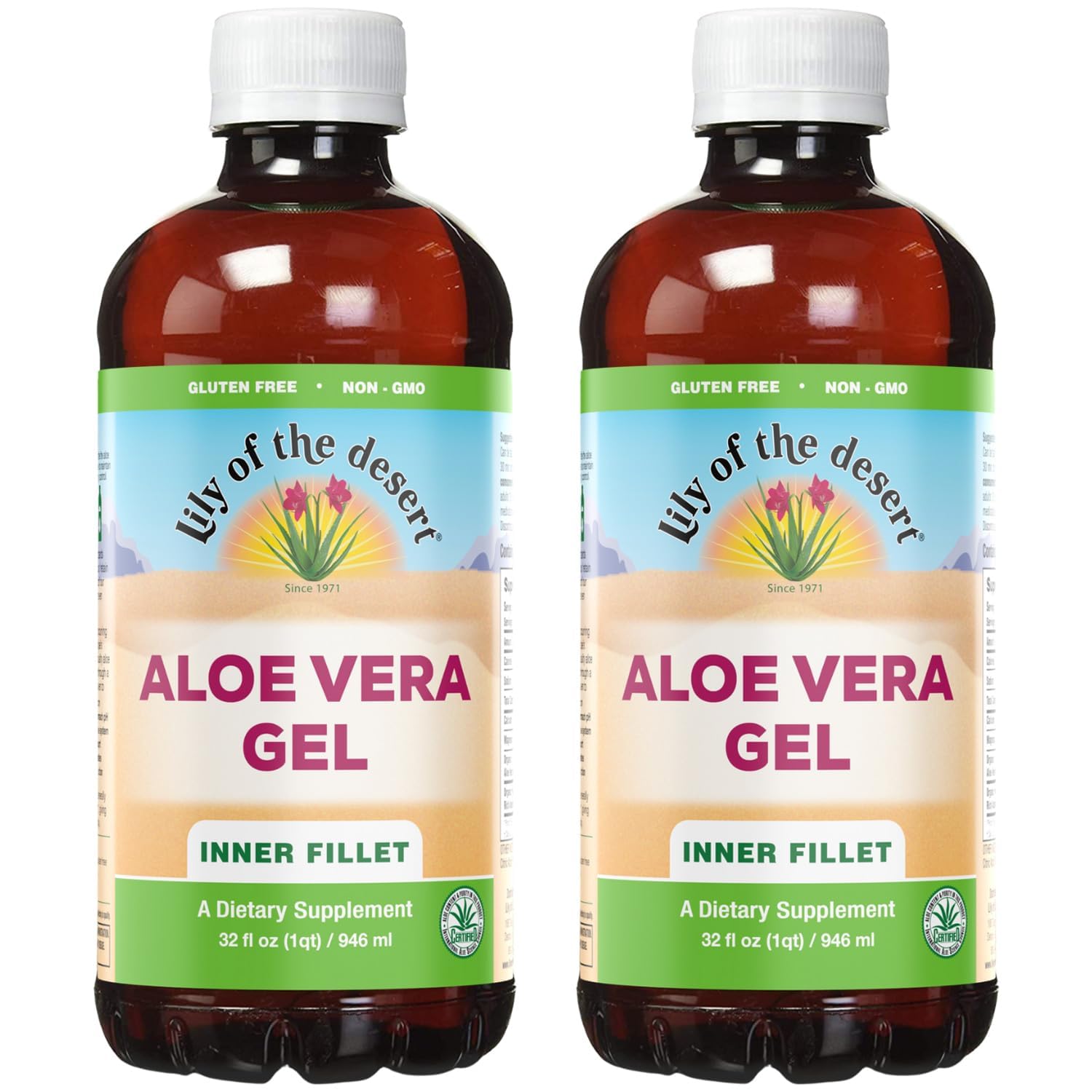 Lily Of The Desert Aloe Vera Gel; inner fillet thicker consistency for smooth sipping and gut support.
