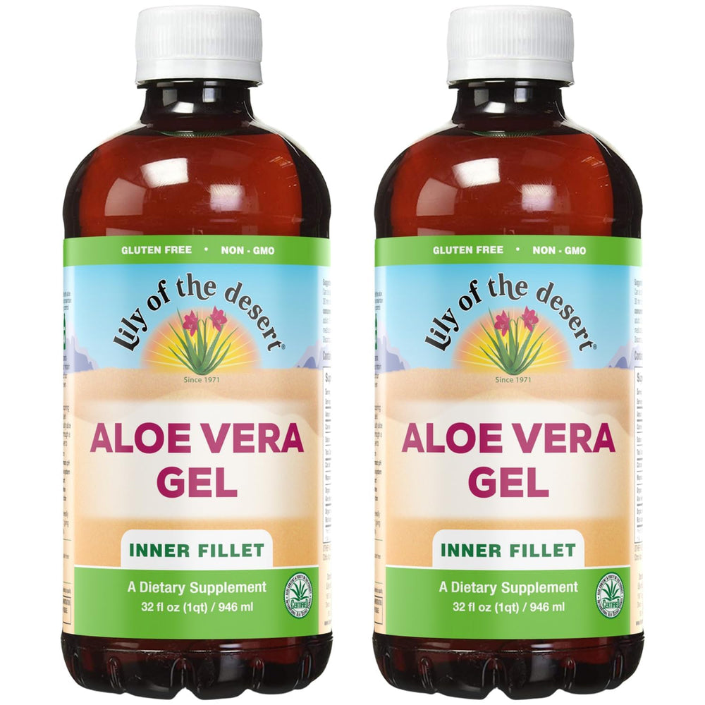 Lily Of The Desert Aloe Vera Gel; inner fillet thicker consistency for smooth sipping and gut support.