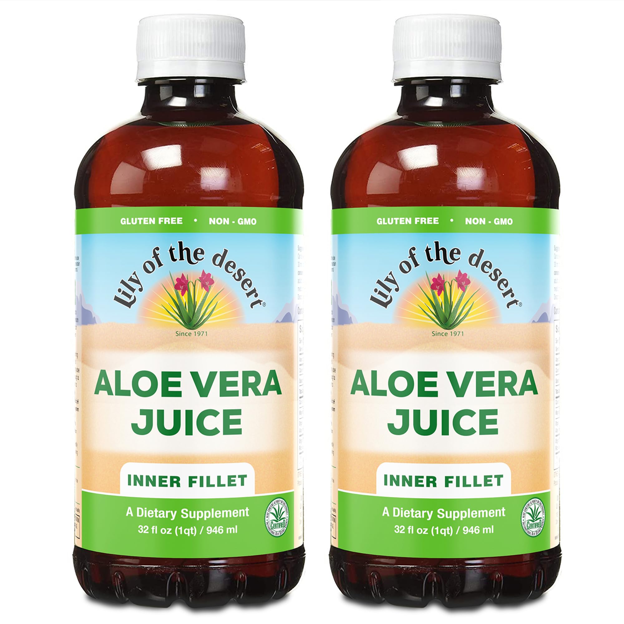 Lily of the Desert Organic Aloe Vera Juice bottle inner fillet for gut wellness.
