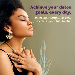32 oz Lily of the Desert Detox Formula packaging highlighting organic content
