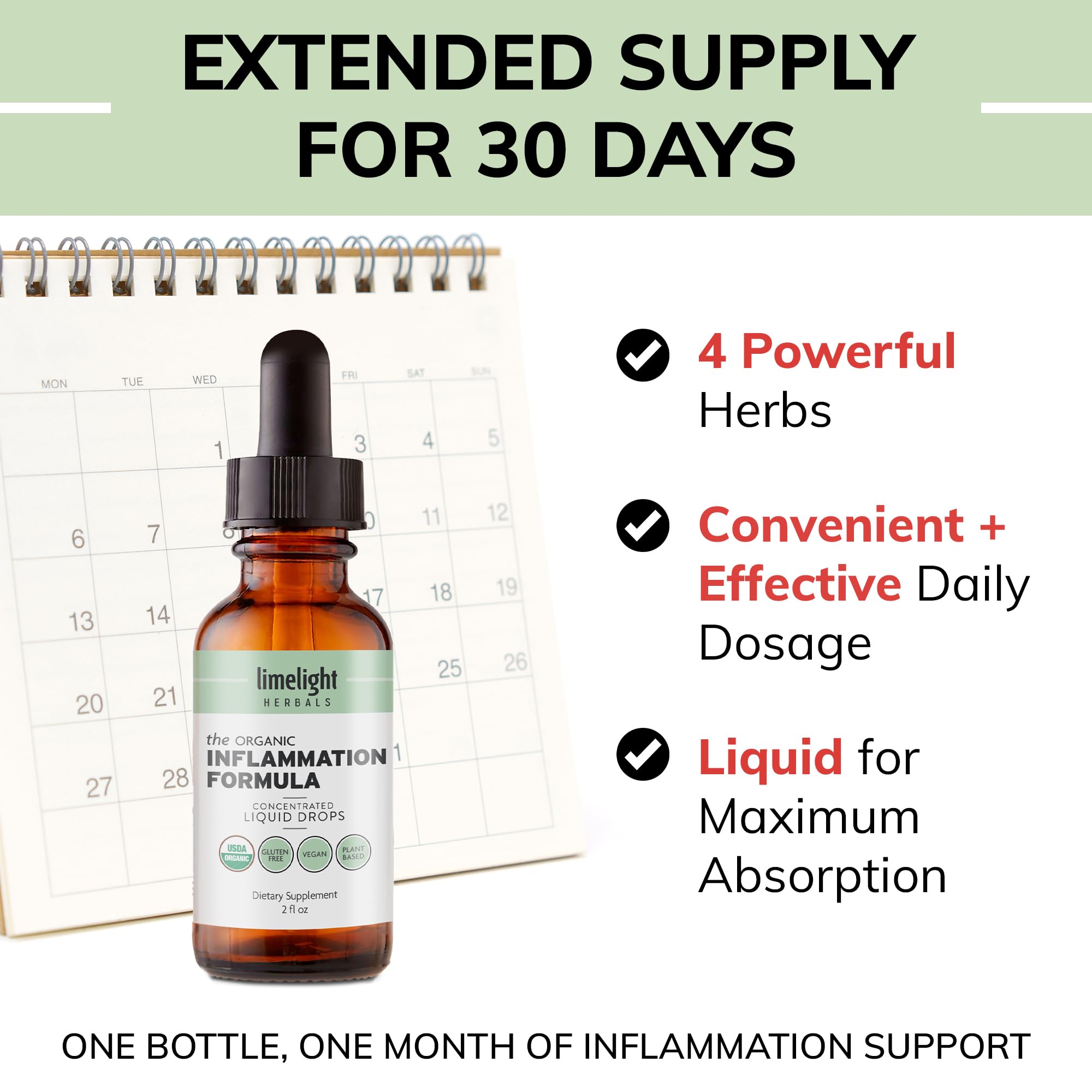 Limelight Herbals vegan non-GMO drops under tongue emphasize convenient daily use.