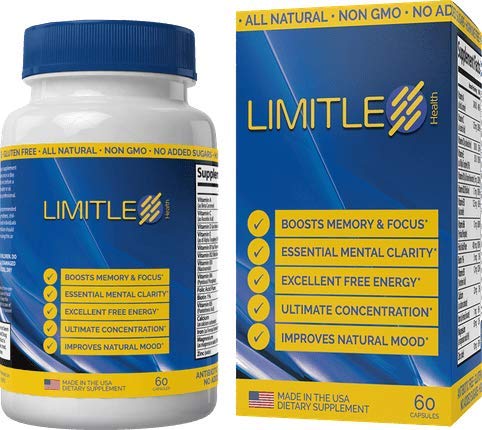 Limitless Health label highlighting vitamins and minerals for cognitive wellness.