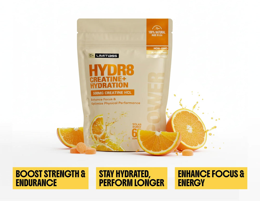 Limitless X HYDR8 glass of water suggesting improved hydration during training