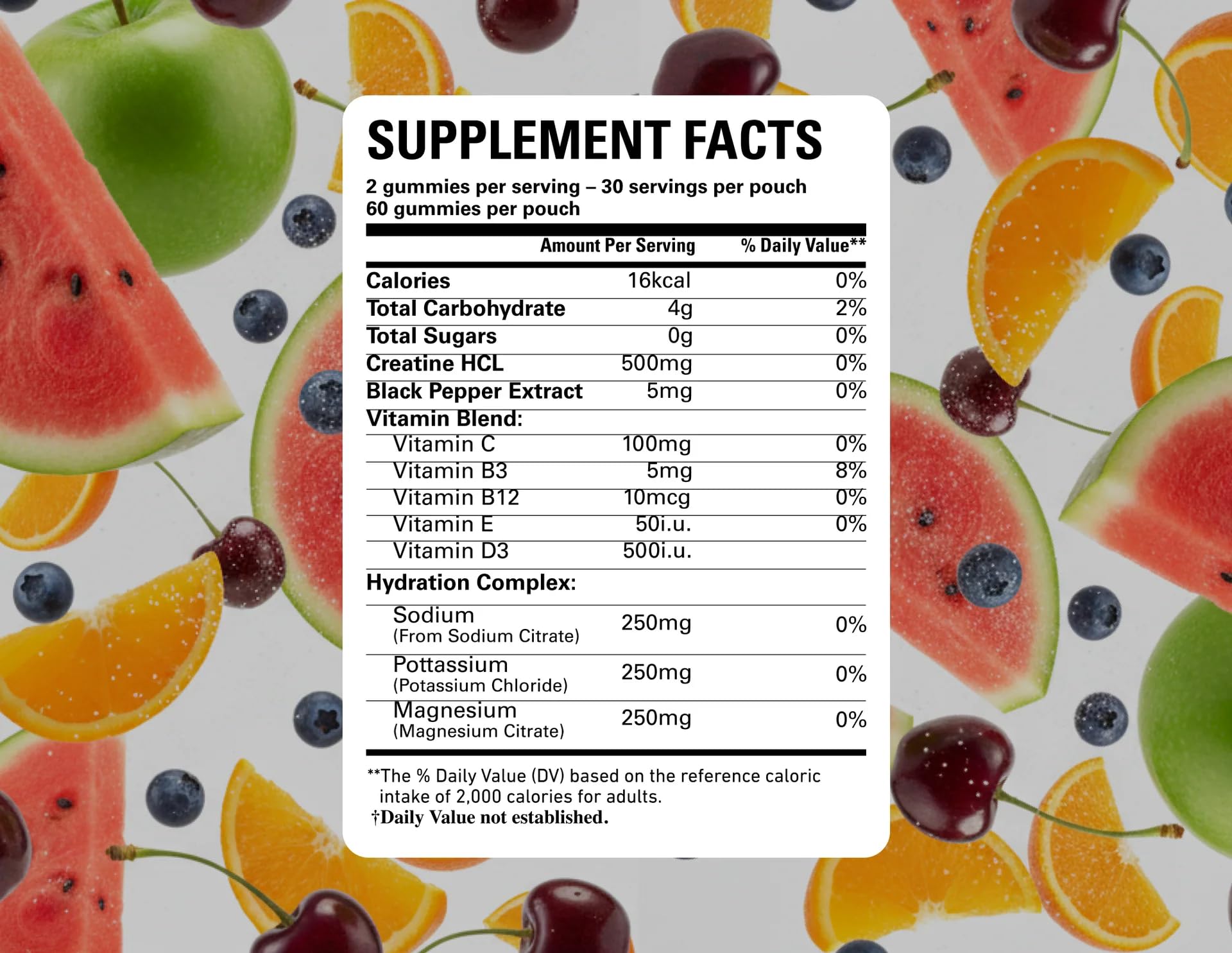 Limitless X HYDR8 ingredients label with essential nutrients for active days