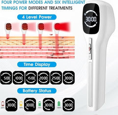 Limot red light device LED display closeup for easy mode selection.