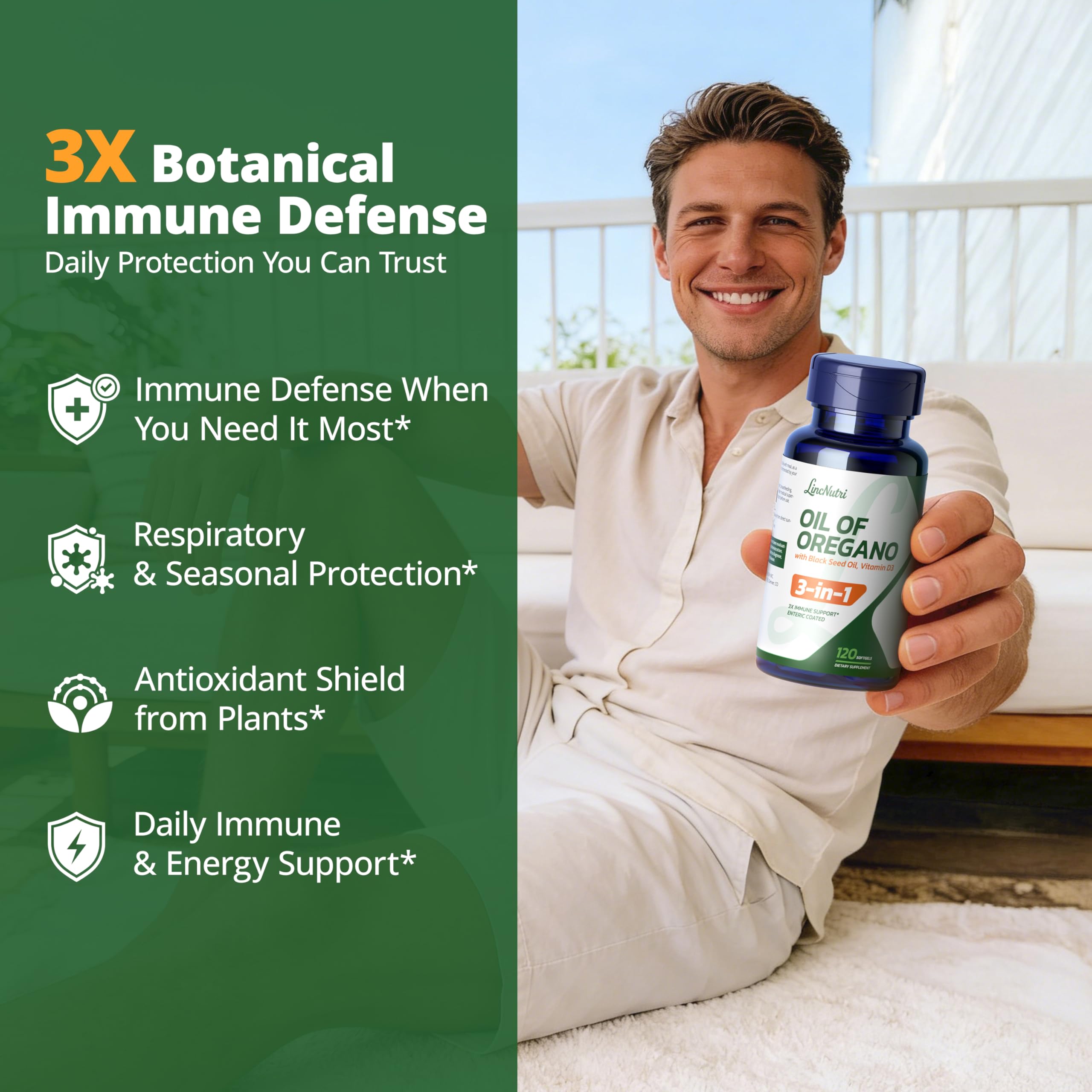 LincNutri black seed oil and oregano blend supports daily vitality.