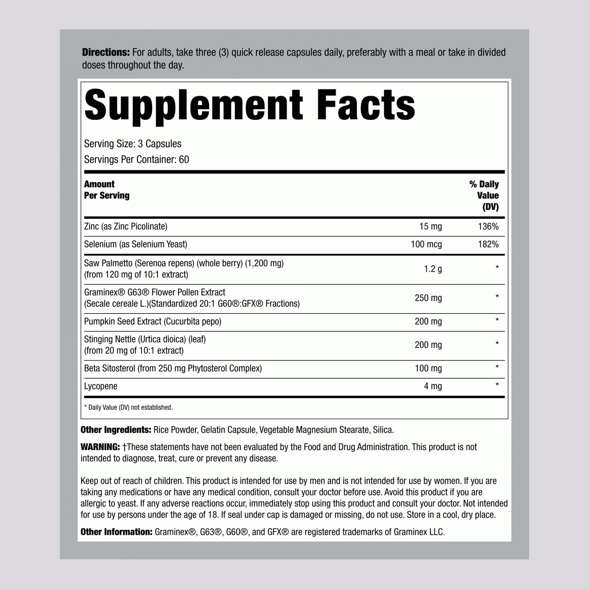 Lindberg Prostate Supplement capsules close-up, highlighting saw palmetto and pumpkin seed extracts.