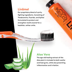 LINHART Linämel toothpaste emphasizes enamel-strength with theobromine and acid protection.