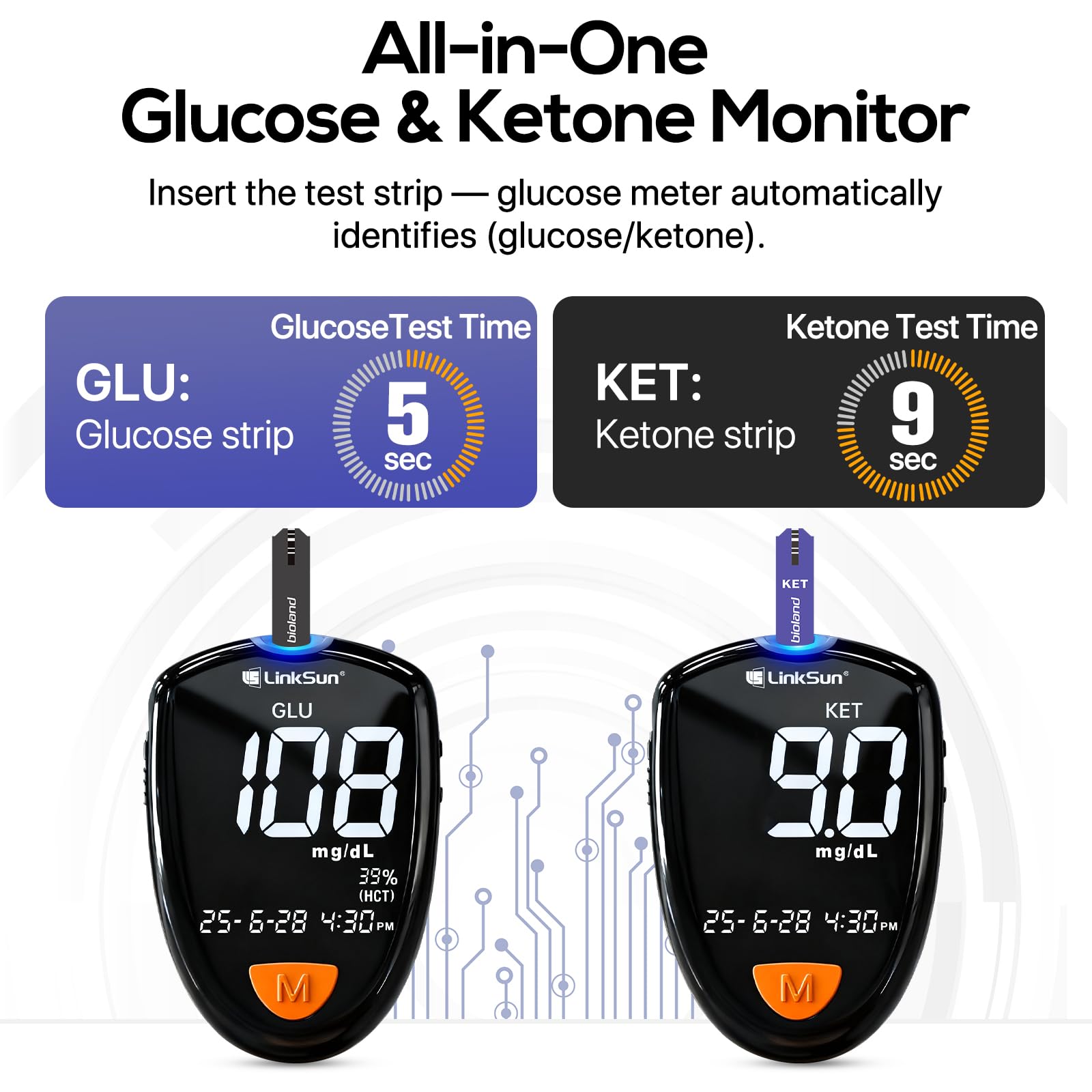 LinkSun M26-K glucose strips for reliable pre and post meal checks