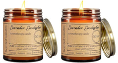 Liofeve Lavender Eucalyptus Candles 2-pack front view enhancing room fragrance