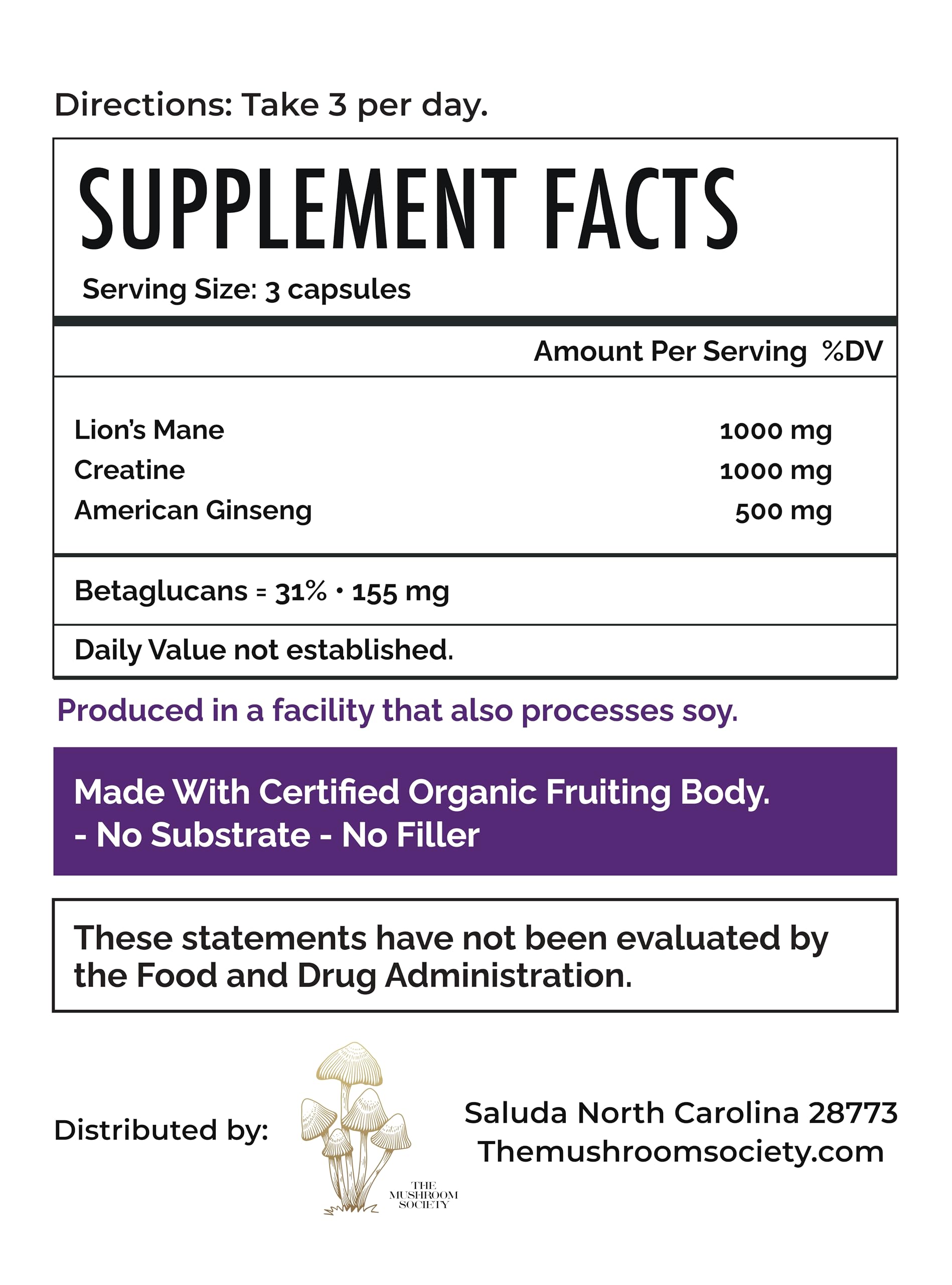 Lion's Mane capsules close-up from The Mushroom Society highlighting cognitive support.