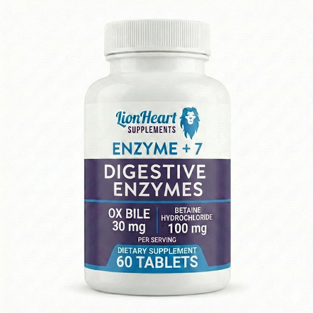 LionHeart Digestive Enzymes ox bile bottle aids after-meal comfort