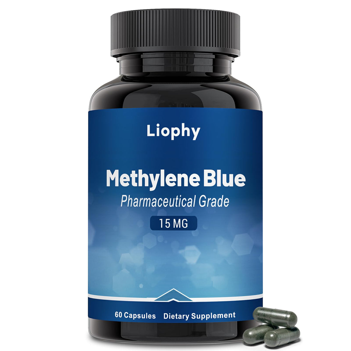 Liophy Methylene Blue capsules bottle, convenient daily supplement