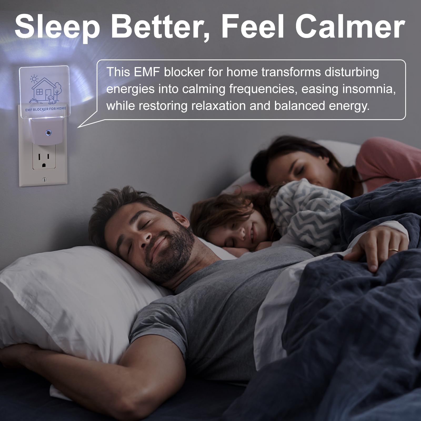 Liovsiso EMF Blocker glows softly as a night light