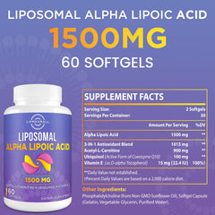 Lipmaxmall liposomal ALA 1500mg softgels bottle pour shows easy daily use