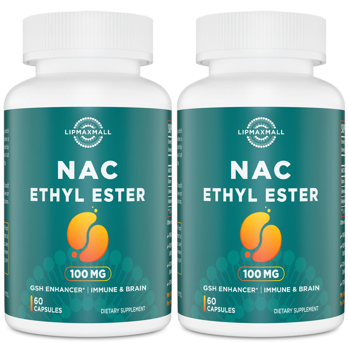 Lipmaxmall NACET 100mg bottle demonstrates compact daily capsule packaging for convenience
