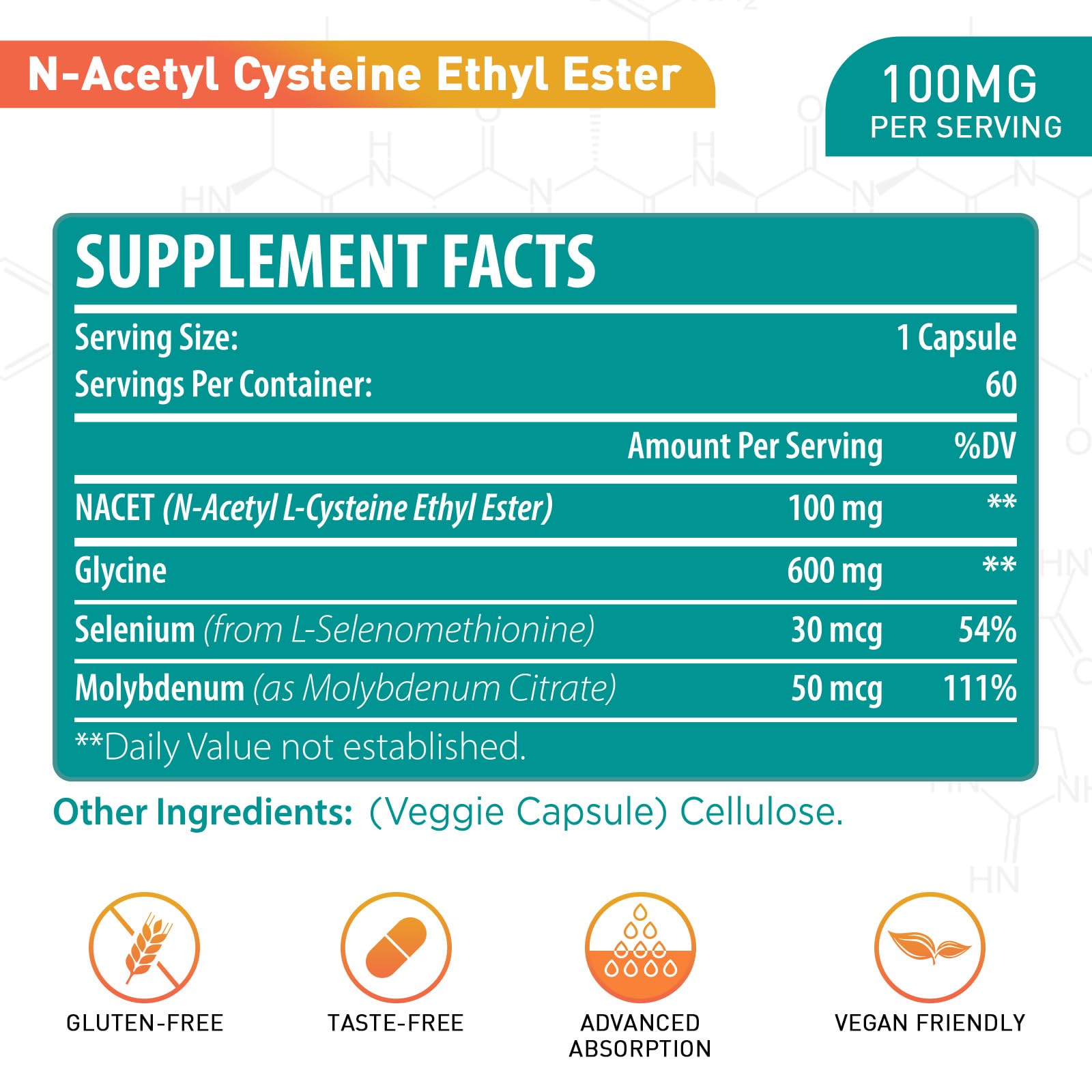 Lipmaxmall NACET with glycine 600mg blend highlights synergistic ingredients for antioxidant potential