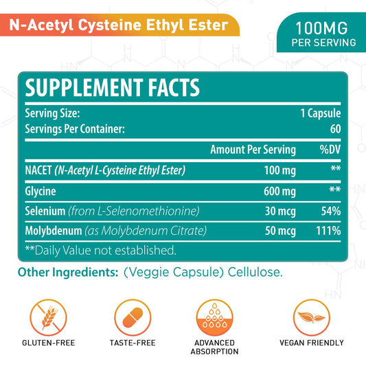 Lipmaxmall NACET with glycine 600mg blend highlights synergistic ingredients for antioxidant potential