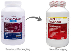 Product packaging of Lipo Flavanoid Unique Ear Health on display.