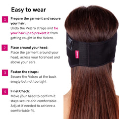 LIPOELASTIC PU03 otoplasty headband fabric close-up reveals soft, comfortable material.