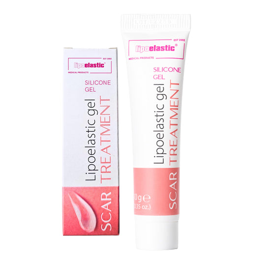LIPOELASTIC silicone scar cream bottle for discreet post-surgical scar care.