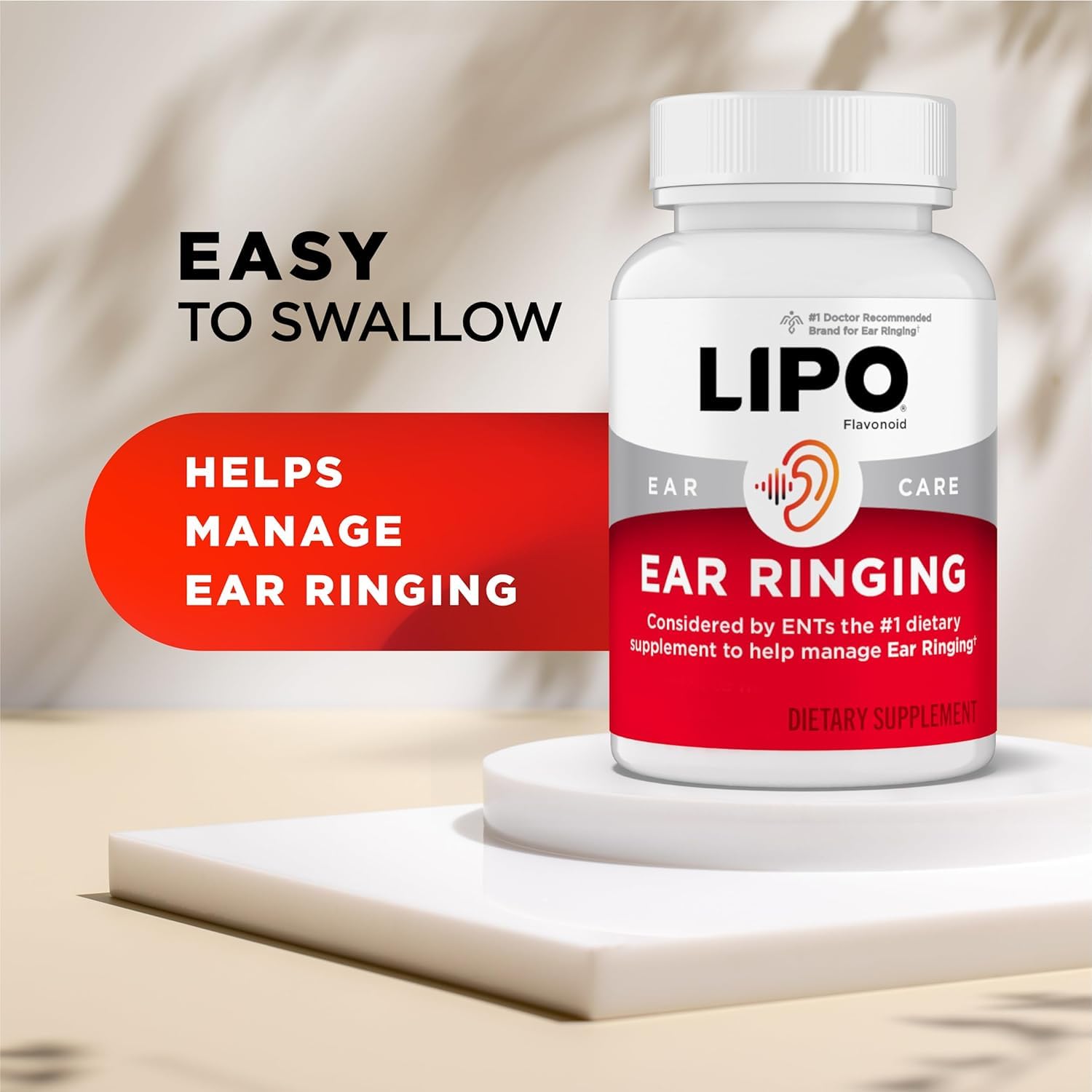 Lipo-Flavonoid bottle on a shelf for easy daily access.
