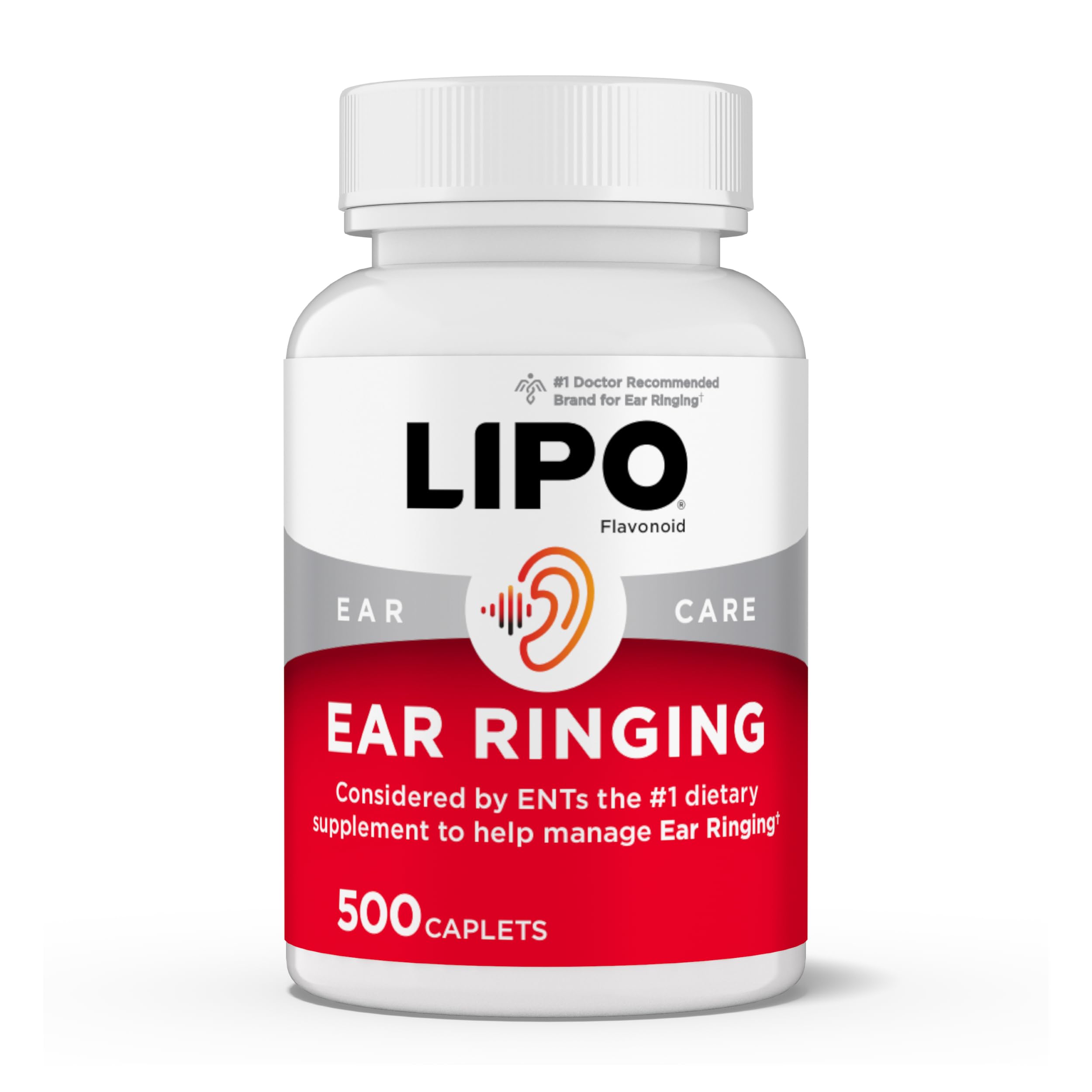 Lipoflavonoid ear-ring caplets bottle demonstrates inner ear support.