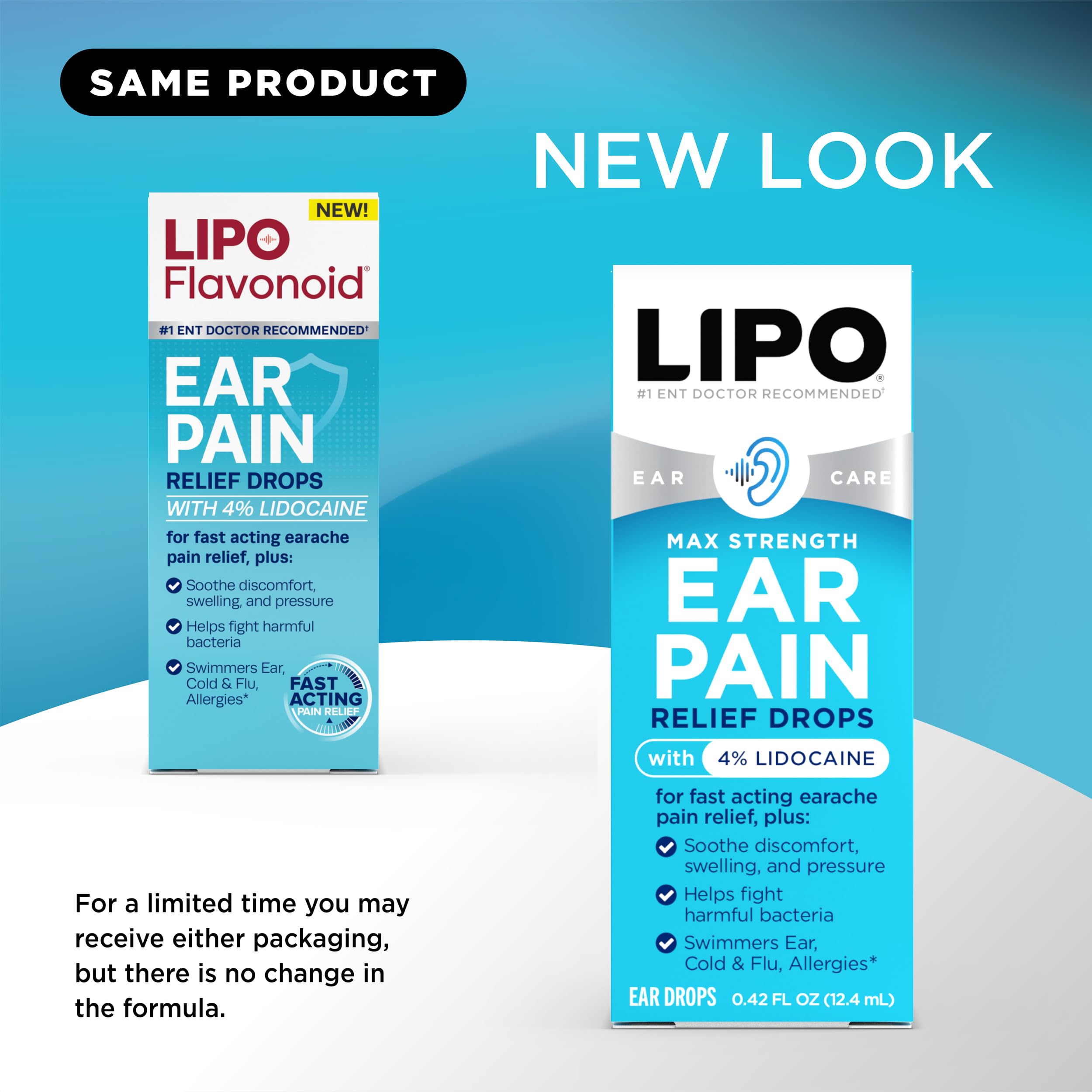 Lipo-Flavonoid ENT doctor recommended badge on packaging signals trusted care.