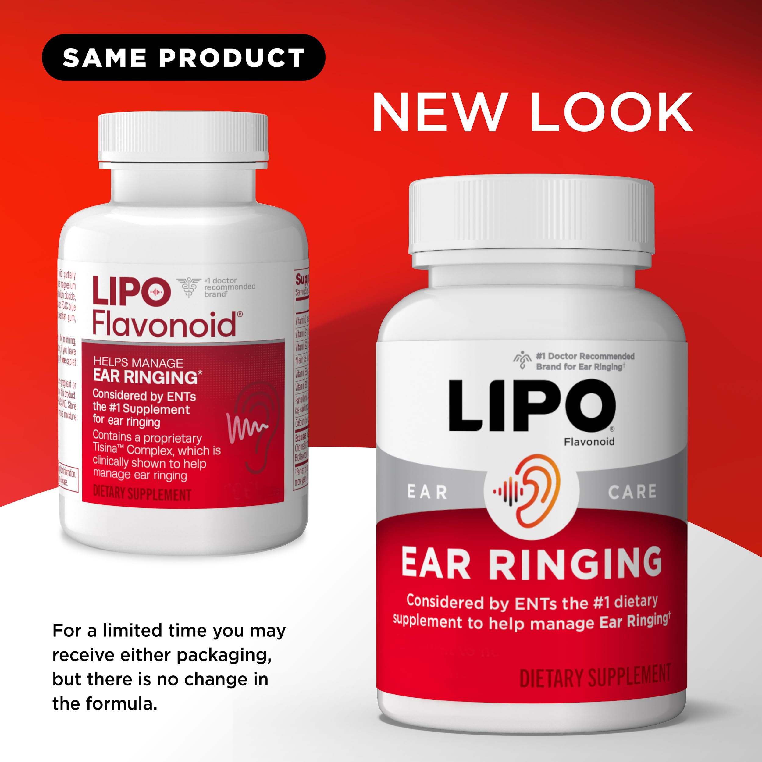 Lipoflavonoid packaging on shelf suggesting trusted ear health solution.