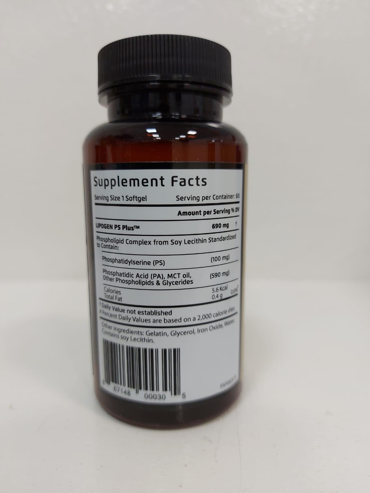 Lipogen PS Plus label detail showing science-based ingredients.