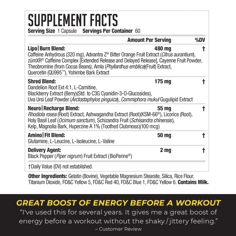 LIPORUSH NDS Nutrition XT capsule featuring L-Carnitine for daytime energy