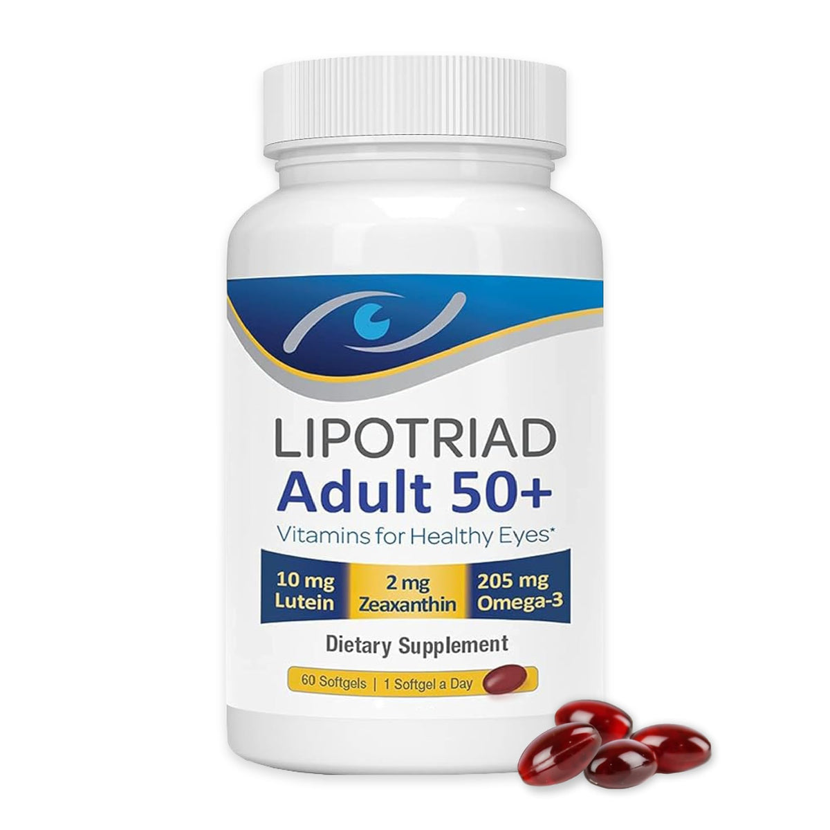 Lipotriad eye vitamin bottle supports daily eye health