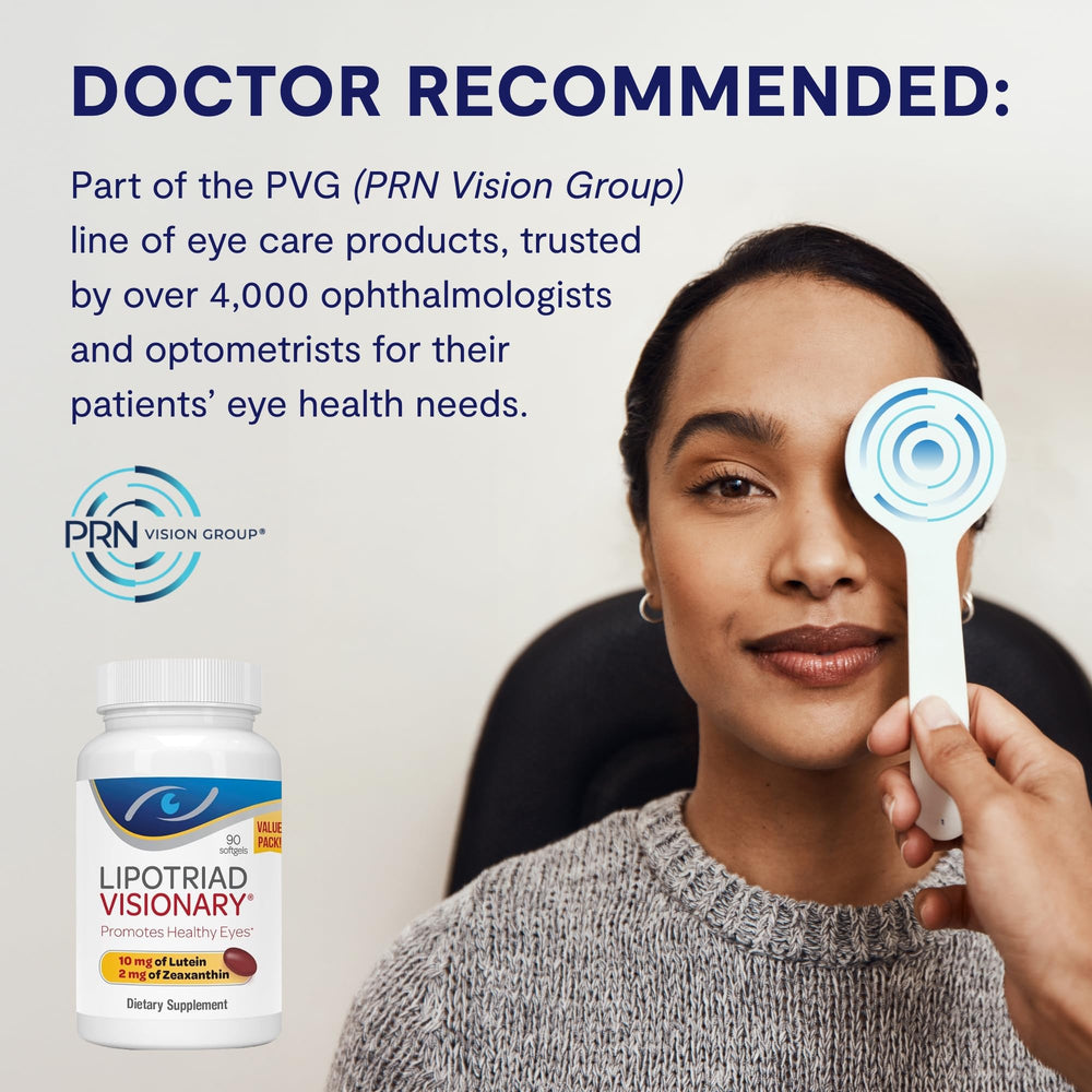 Lipotriad Visionary Eye AREDS2 ingredients label with lutein and zeaxanthin.