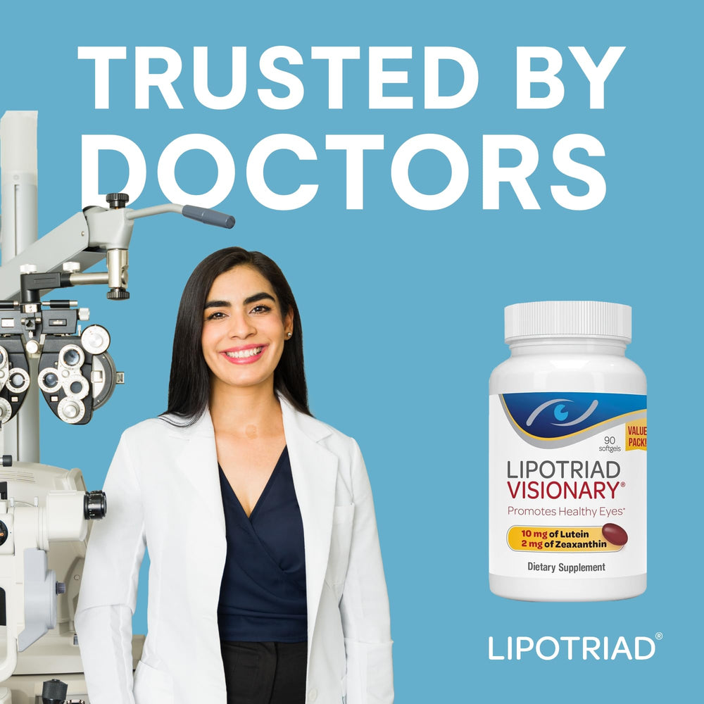 Lipotriad Visionary Eye daily-use dose reminder for adults 50+.
