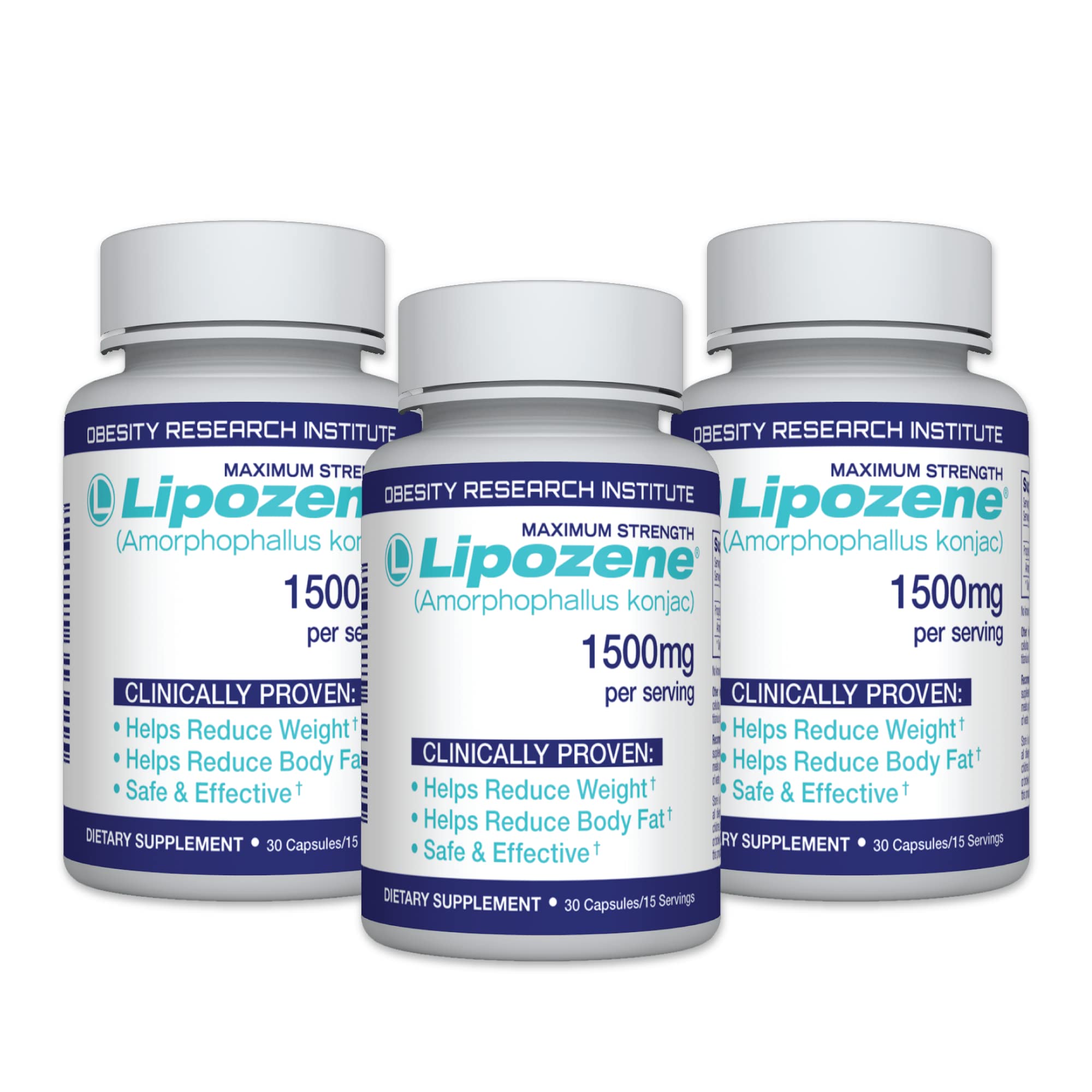 Lipozene bottle close-up highlighting appetite-suppressing formula for daily support.
