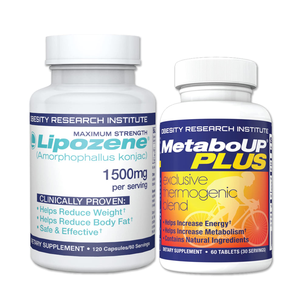 Lipozene bundle box front showing weight management support with glucomannan fiber.