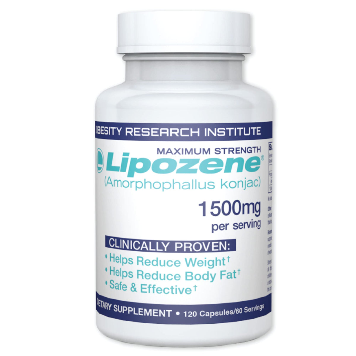 Lipozene mega bottle front view; large size for consistent appetite support.