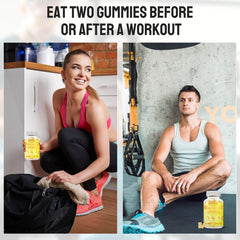 Liqherb HMB and Leucine Gummies lemon flavor presented on a cutting board for refreshing recovery
