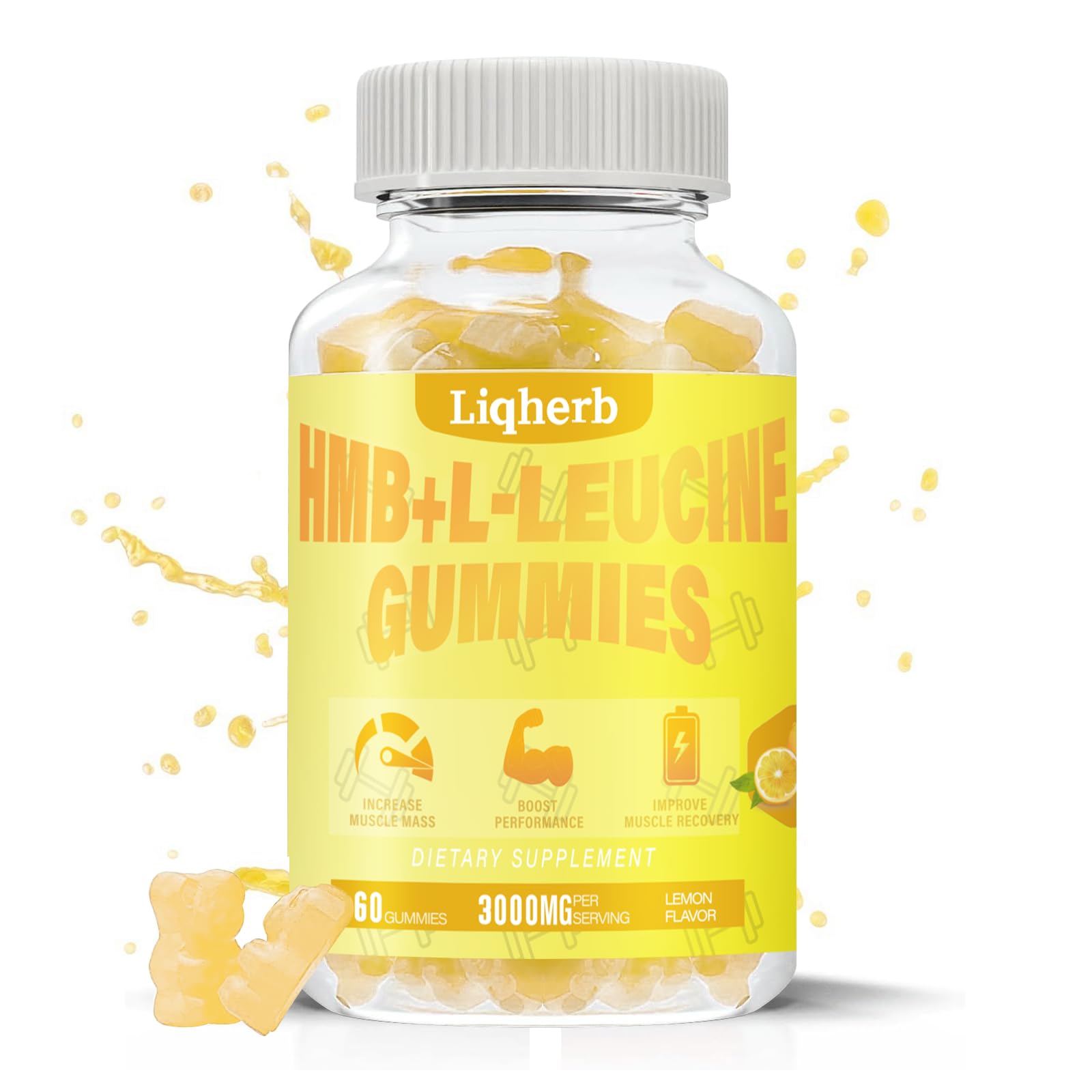 Liqherb HMB and Leucine Gummies pack shows lemon flavor for on-the-go energy support
